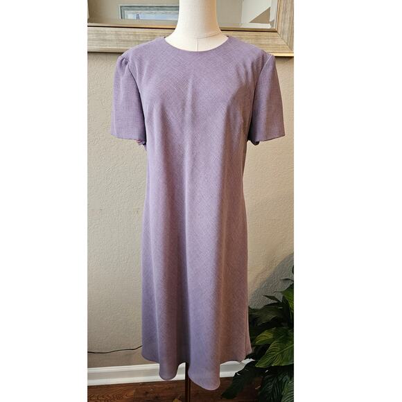 Vintage Talbots Women's Short Sleeve Shift Mini Dress Office Size 14 Lavender - Picture 1 of 8